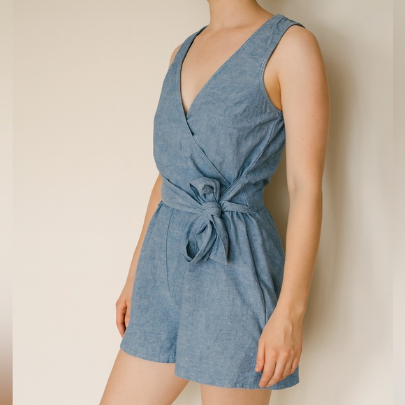 LOFT Pants - 100% Cotton LOFT Denim Blue Romper Shorts